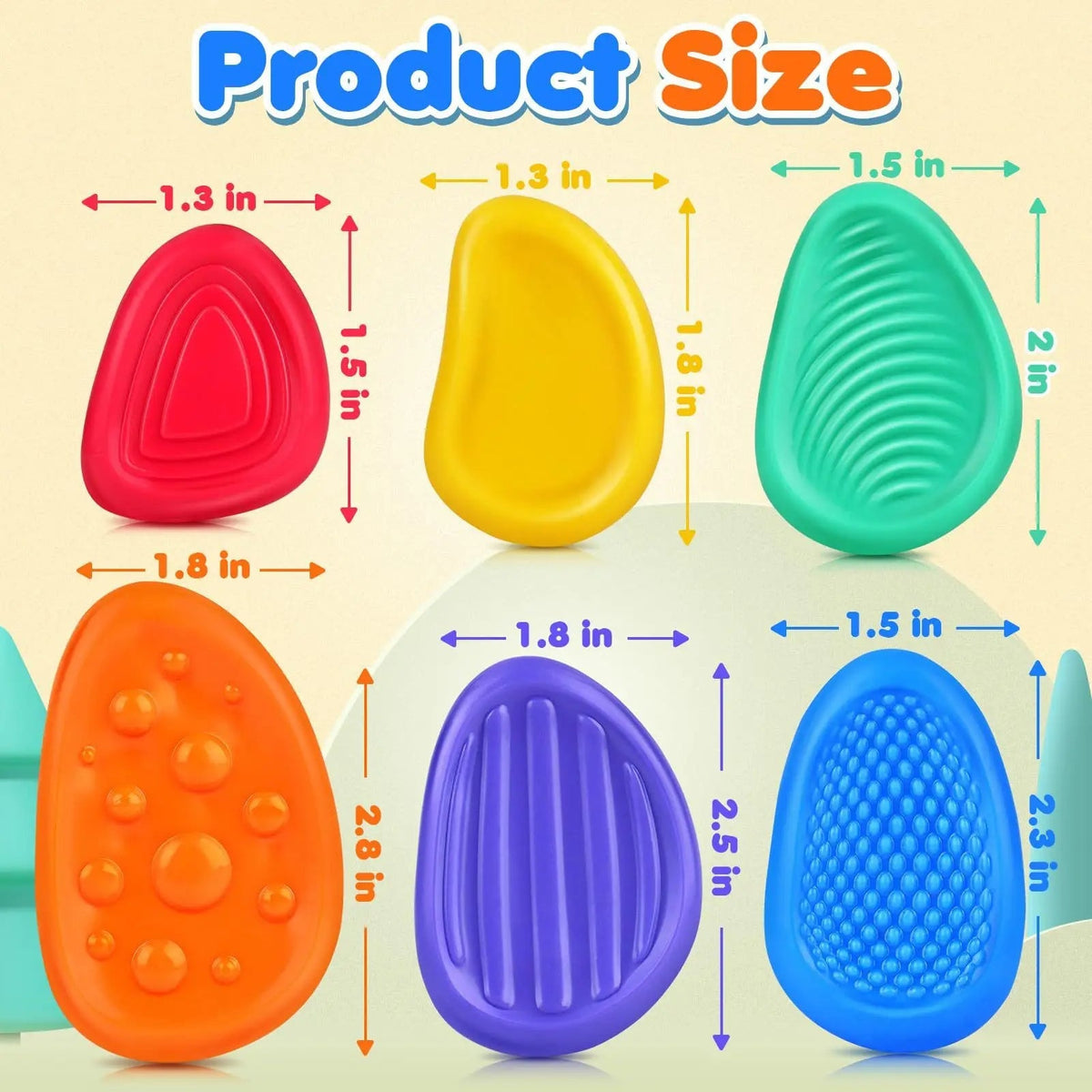 6-Piece Silicone Sensory Stone Set