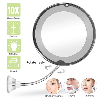 LED 10x Magnifying Flexible Mirror