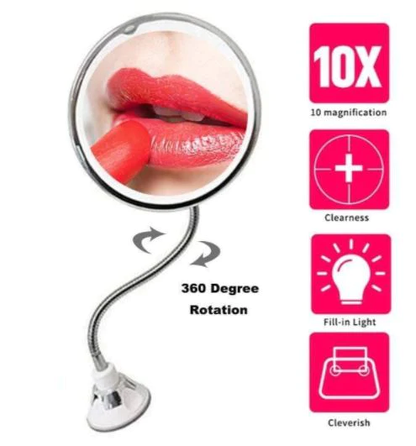 LED 10x Magnifying Flexible Mirror